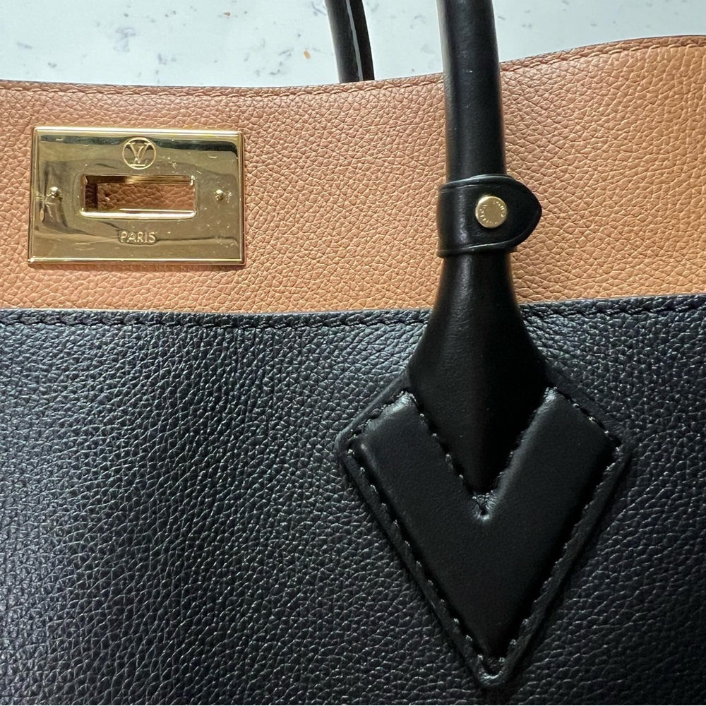 Louis Vuitton Black and Tan Leather Top-Handle Bag - Picture 6 of 11